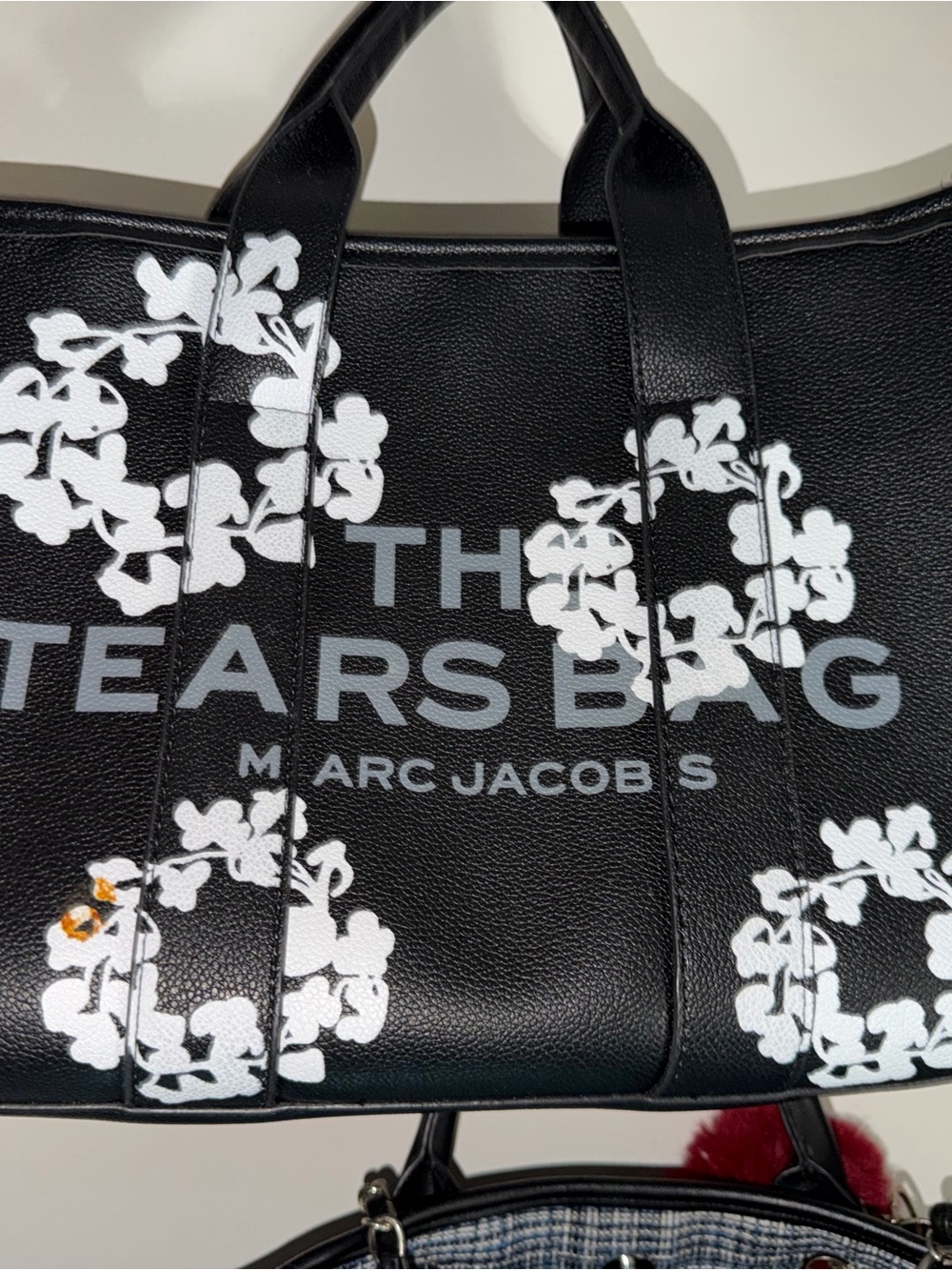 Marc Jacobs Black Tote with White Floral Print